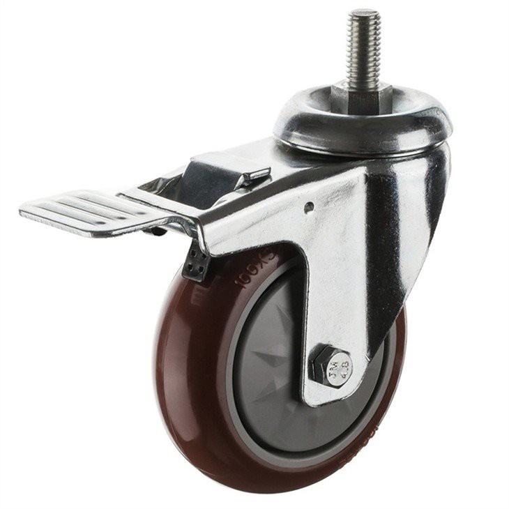 Swivel Stem Type Medium Duty PU Caster With Brake