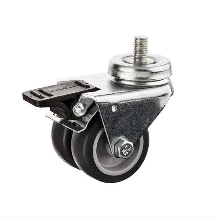 Swivel Stem TPR Twin Wheel Furniture Caster With Brake